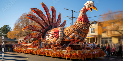 Thanksgiving float making its way through the parade photo