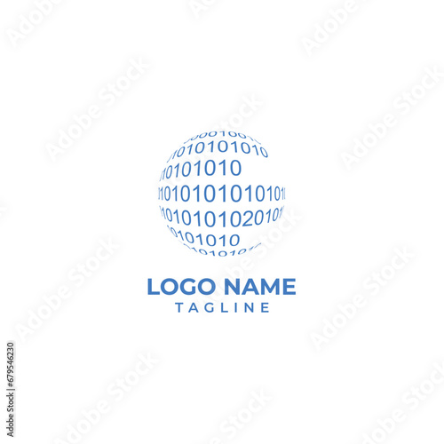 Globe of binary code. Matrix logo vector.