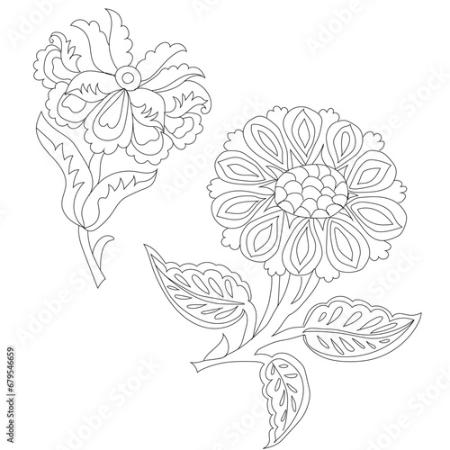 Vintage Flowers line art