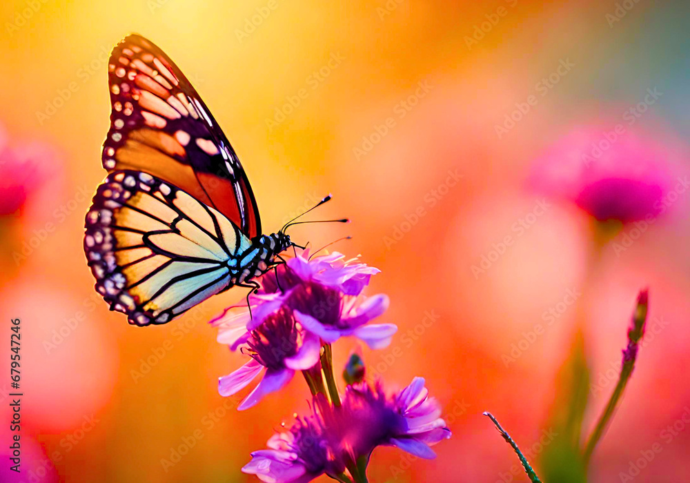 butterfly on flower, Graceful Butterfly Resting on a Colorful Flower, Butterfly and Flower in Perfect Balance