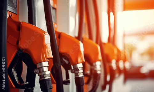 Close-up photo of fuel gasoline dispenser Fuel pump background photo