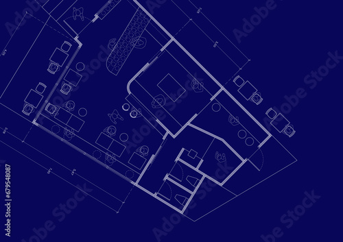 Floor plan designed building on the drawing.