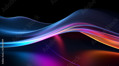 Abstract holographic iridescent neon colorful lines glowing background.