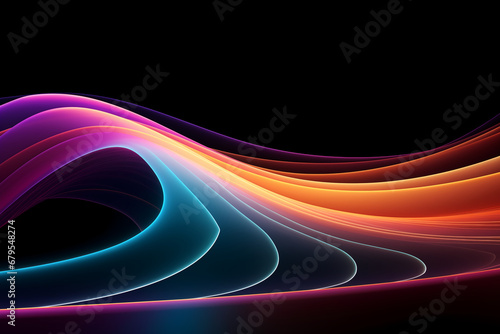 Abstract holographic iridescent neon colorful lines glowing background.