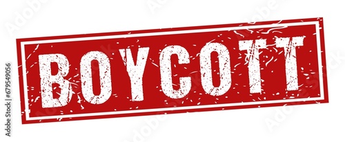 Boycott grunge red rubber stamp on white background, design illustration.