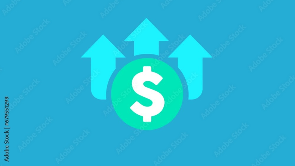 Animation of dollar and arrow, symbolizing investment profit. Animation of dollar and arrow, symbolizing investment profit.