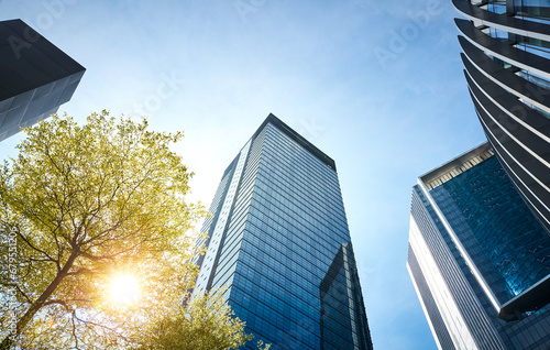 Canvas Print Low angle view of commercial building in Kuala Lumpur, Malaysia.