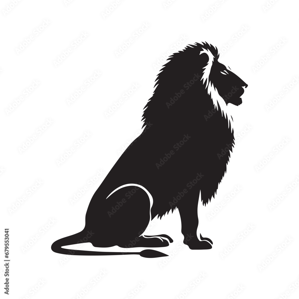 Calm Resplendence: Seated Lion - A Calm and Resplendent Image Illustrating the Tranquil Magnificence of a Lion in a Seated Pose