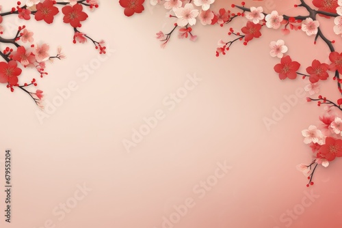 Chinese New Year banner template design with flower background.