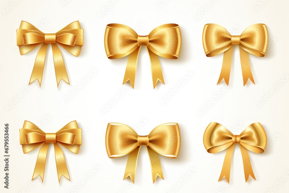 Collection of gold ribbons on a white background Collection of gold ribbons on a white background