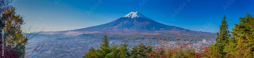 Famous Japanese Destinations. Picturesque Fuji Mountain in Japan