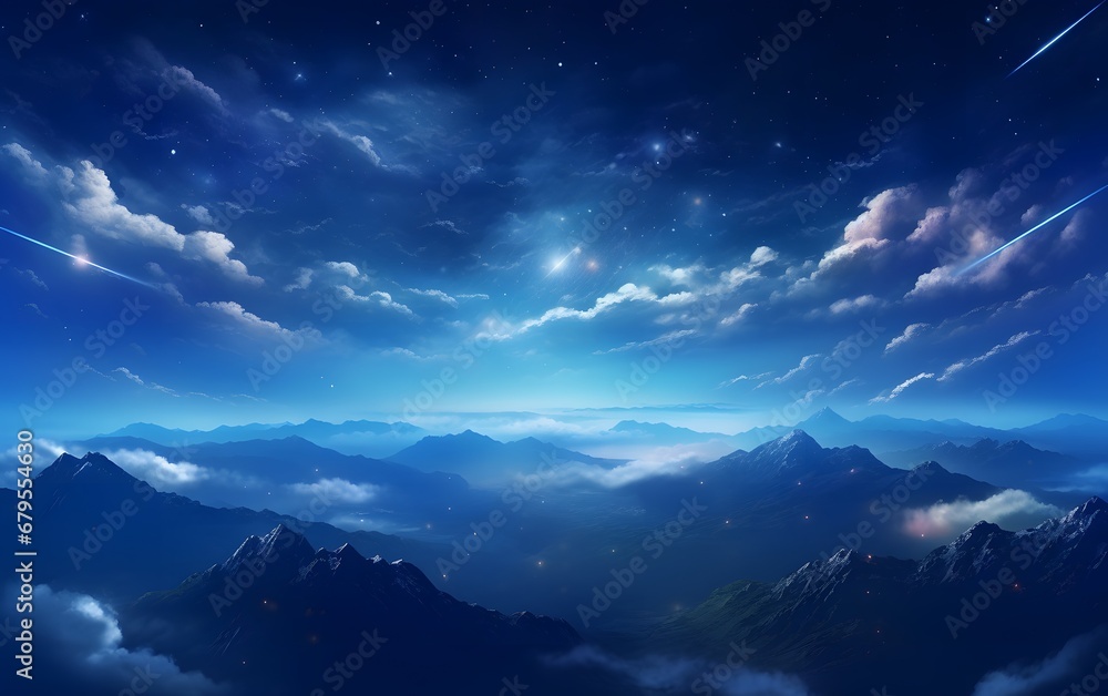 Dreamy Night Sky Over the Majestic Mountains Dreamy Night Sky Over the Majestic Mountains