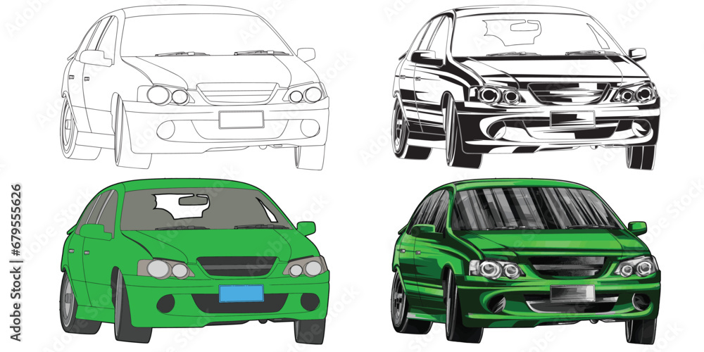green drag race illustration isolated in white background, this design is not ai generated.` Please see my portfolio. I've been making microstock designs for 3 years 
