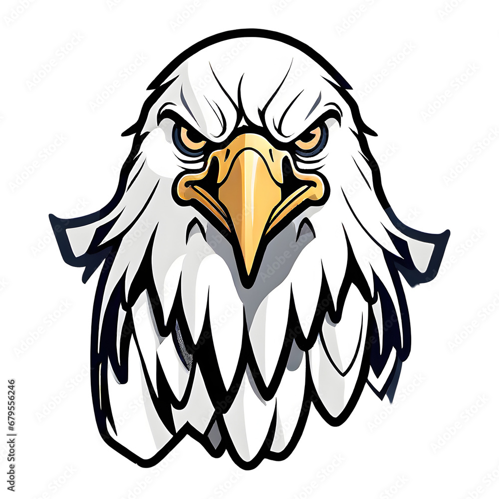 Obraz premium eagle head isolated on transparent background , PNG file , eagle cartoon clipart , eagle logo and branding , eagle head element , mascot design 