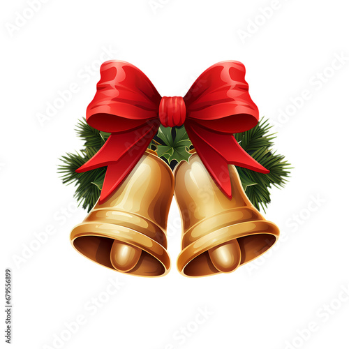 Christmas bells illustration on transparent background, Christmas decoration, holiday decoration material, vector illustration