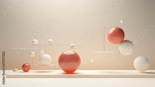  Floating spheres 3d rendering empty space for product show