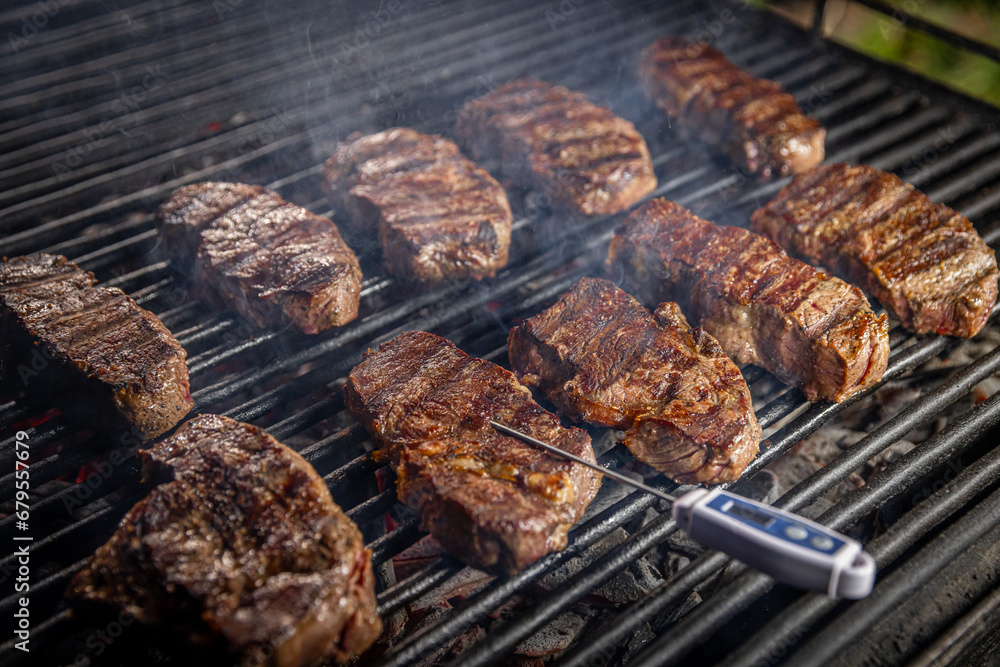 Beef steaks on grill Beef steaks on grill