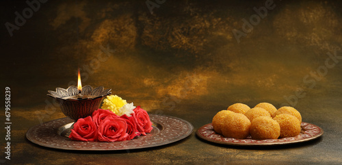 Badushah or Balushahi an Indian sweet made with flour and ghee photo