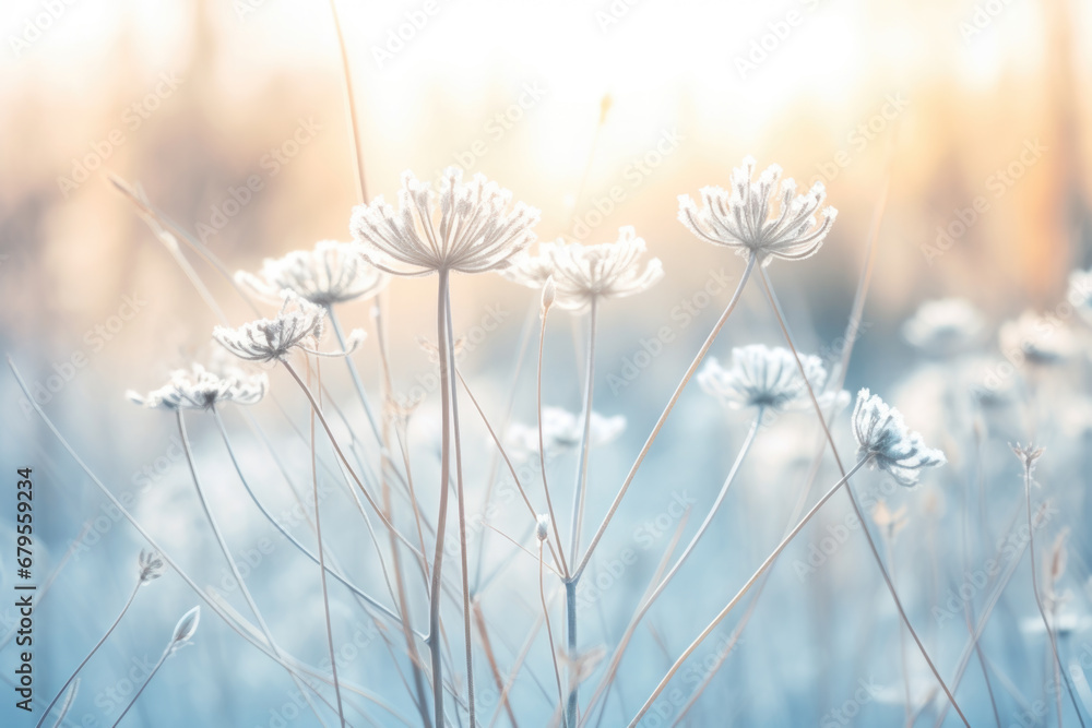 Abstract landscape of dry frozen wildflower and grass meadow Tranquil winter fall nature field background. Abstract landscape of dry frozen wildflower and grass meadow Tranquil winter fall nature field background.