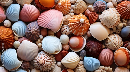Colorful shells scattered along the beach.