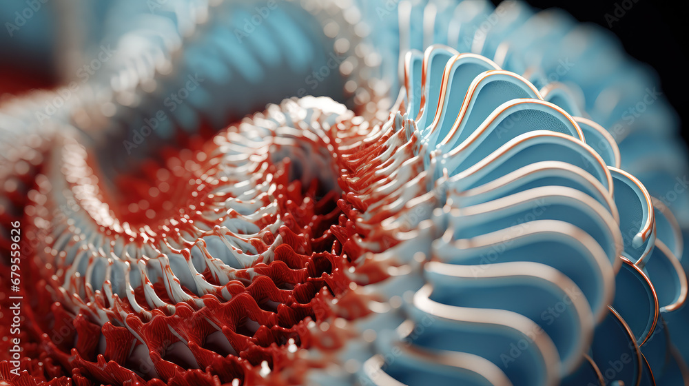 3d render illustration style, macro view texture of Tcells. Abstract ...