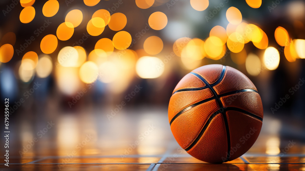 Basketball highlighted with a blurred bokeh background. Basketball highlighted with a blurred bokeh background.