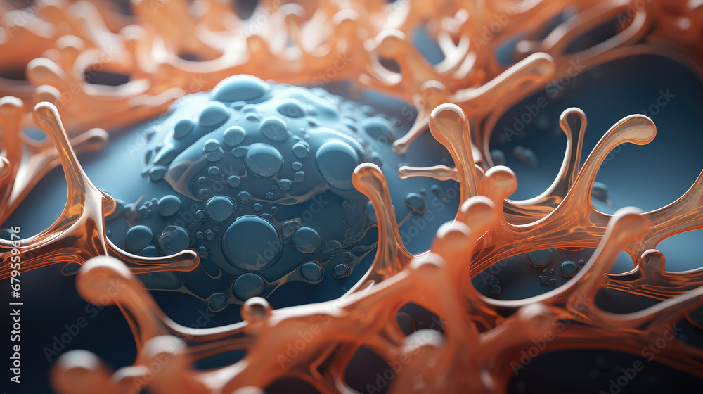 3d render illustration style, macro view texture of Tcells grid. Abstract background of cells and structure. - obrazy, fototapety, plakaty 