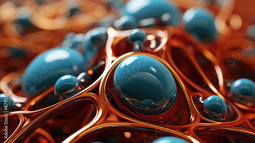3d render illustration style, macro view texture of Tcells balls. Abstract background of cells and structure. photo