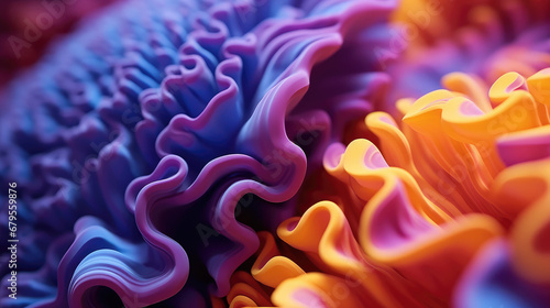 Macro close-up of minimalistic beautiful natural purple corals  3d render illustration style. Wallpaper coral texture under water. Marine exotic abstract background. 