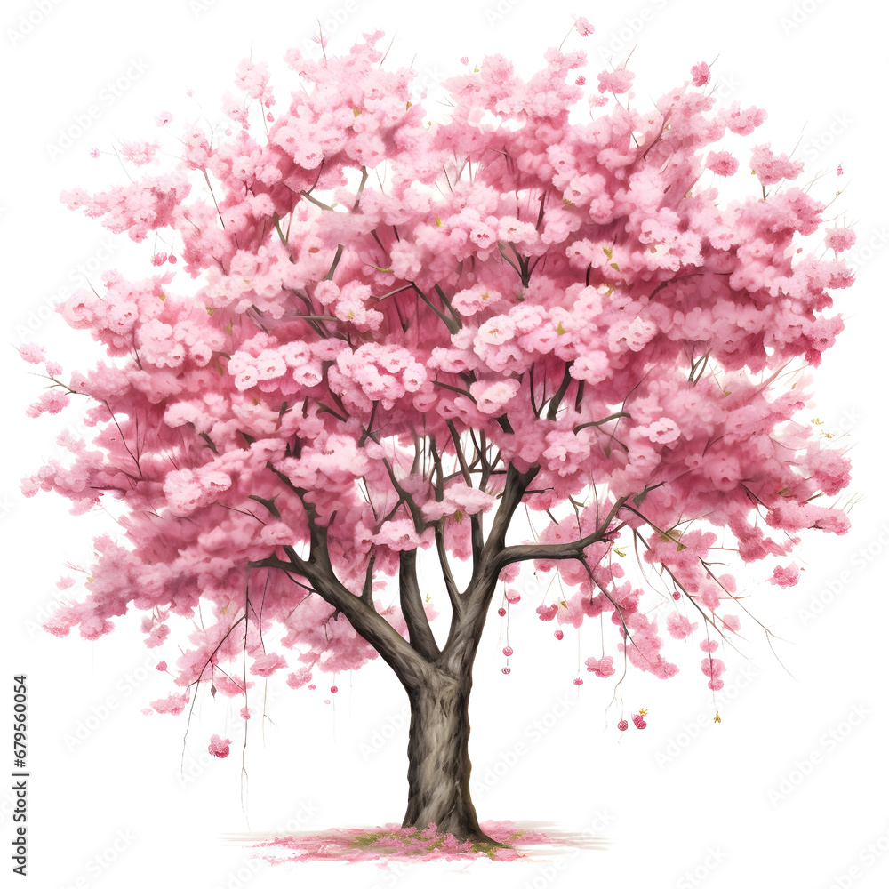 Fototapeta premium cherry blossom tree isolated on white backdrop.