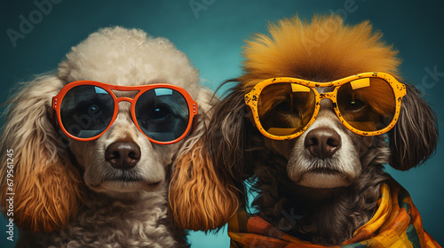 Poodle wearing sunglasses.