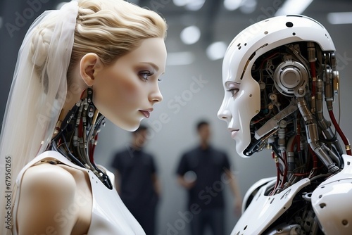 The marriage of artificial intelligence robots with humans photo