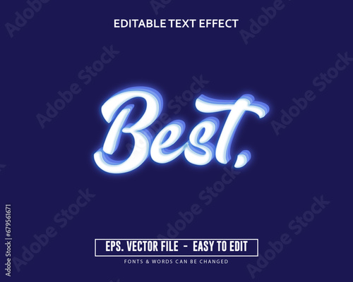Editable blue glowing 3d text effect trending
