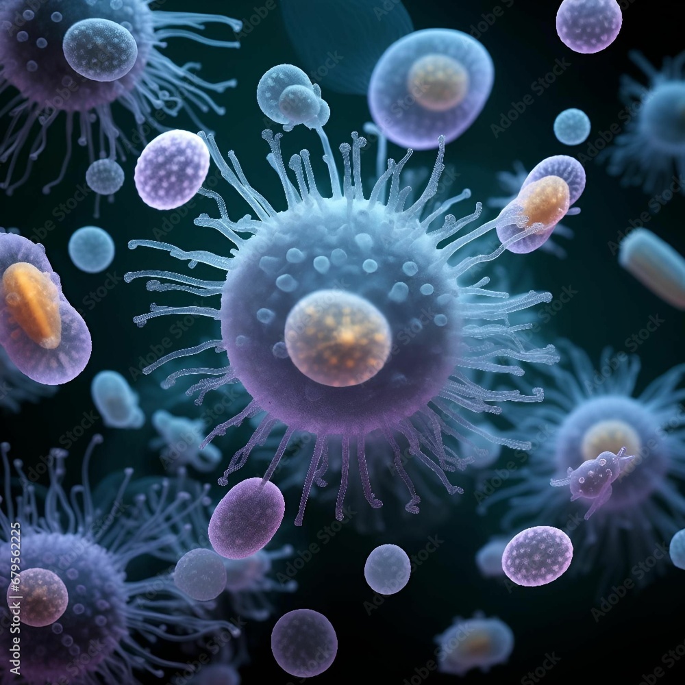 AI generated illustration of a group of interconnected cells. AI generated illustration of a group of interconnected cells.