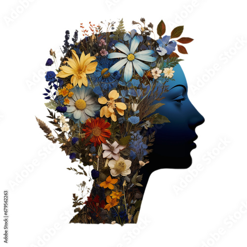 fantasy silhouette of head in woman's flowers isolated © Amir