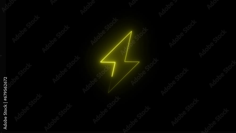 Abstract background with lighting bolt sign. Icon on black background. Seamless loop Abstract background with lighting bolt sign. Icon on black background. Seamless loop