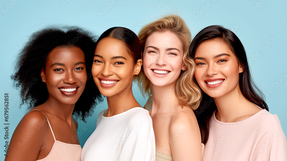 MULTIRACIAL GROUP CLOSE TOGETHERNESS GIRLFRIENDS POSING IN STUDIO. legal AI MULTIRACIAL GROUP CLOSE TOGETHERNESS GIRLFRIENDS POSING IN STUDIO. legal AI
