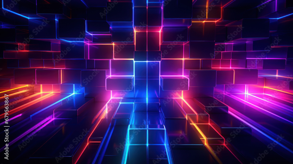 Technology abstract background. Digital line dot and colorful bokeh. Graphic design. Generative ai. Technology abstract background. Digital line dot and colorful bokeh. Graphic design. Generative ai.
