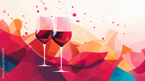 Abstract wine banner in geometric style