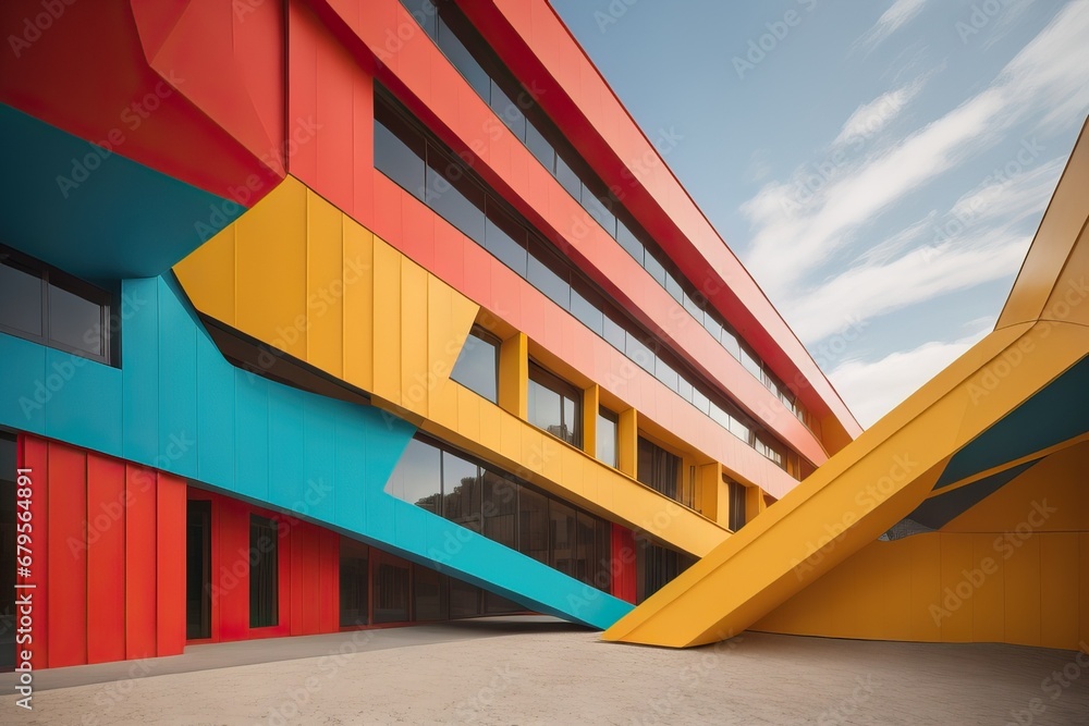 Colorful vivid architectural forms. Summer minimalist architecture background