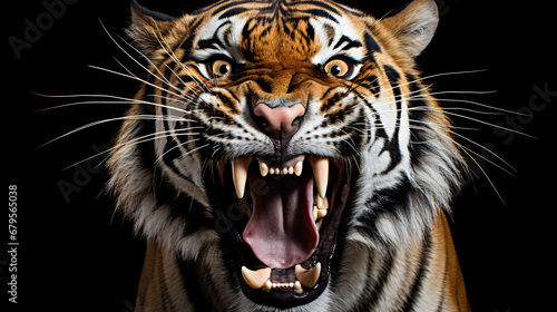 Aggressive baring fangs tiger