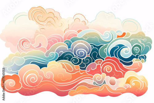 Chinese traditional cloud pattern auspicious cloud pattern case national trend illustration element
