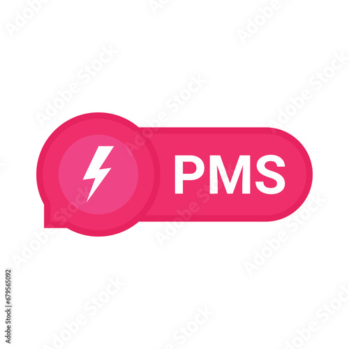 pink pms bubble like premenstrual syndrome. flat cartoon style trend modern simple logotype graphic art design web element isolated on white background. concept of monthly health status of women