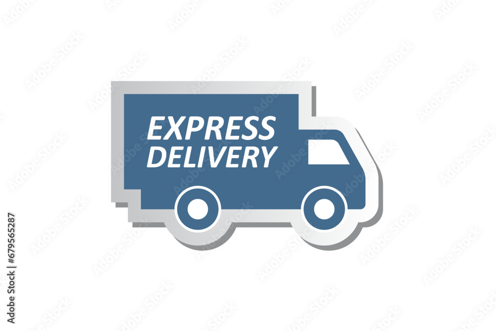 express delivery truck icon sticker, fast shipping service van express delivery truck icon sticker, fast shipping service van