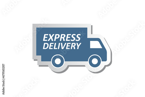 express delivery truck icon sticker, fast shipping service van