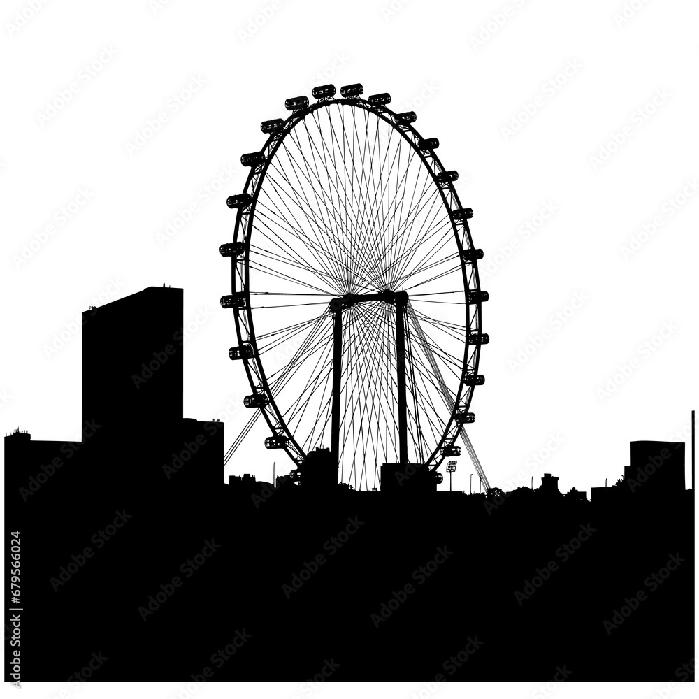 silhouette of a wheel in the city