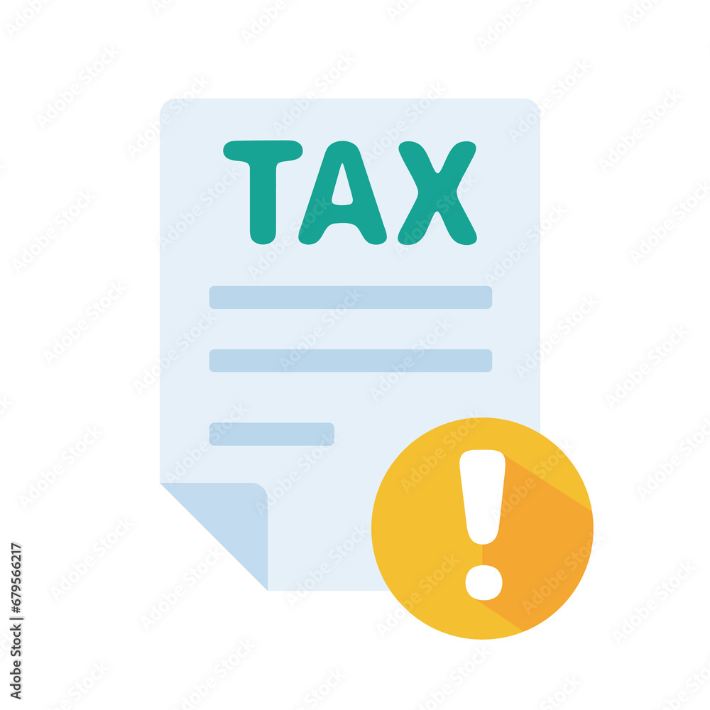 Tax document icon with exclamation mark Document verification concept Tax document icon with exclamation mark Document verification concept