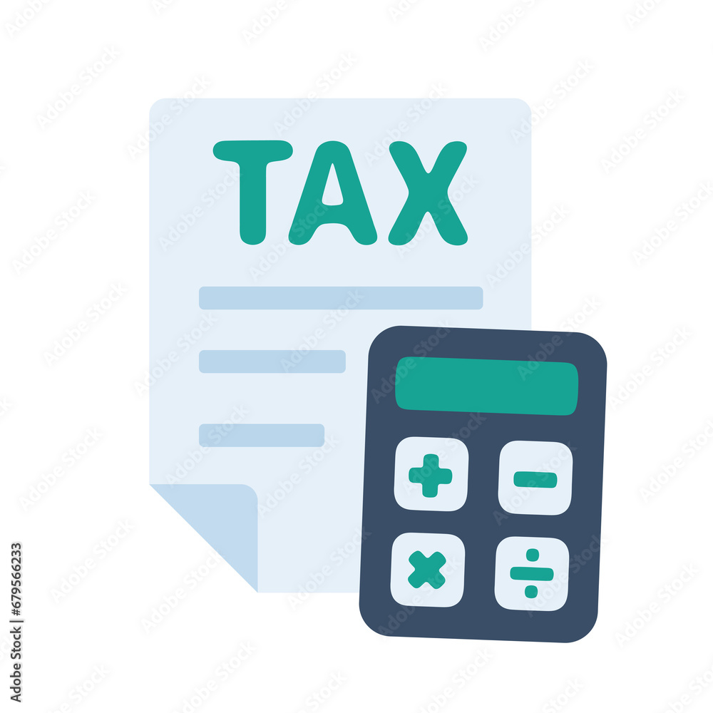Tax document icon with calculator for calculating taxes