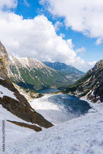 Obraz na płótnie Frozen mountain lake in the national natural park of Poland - Morskie Oko w salonie