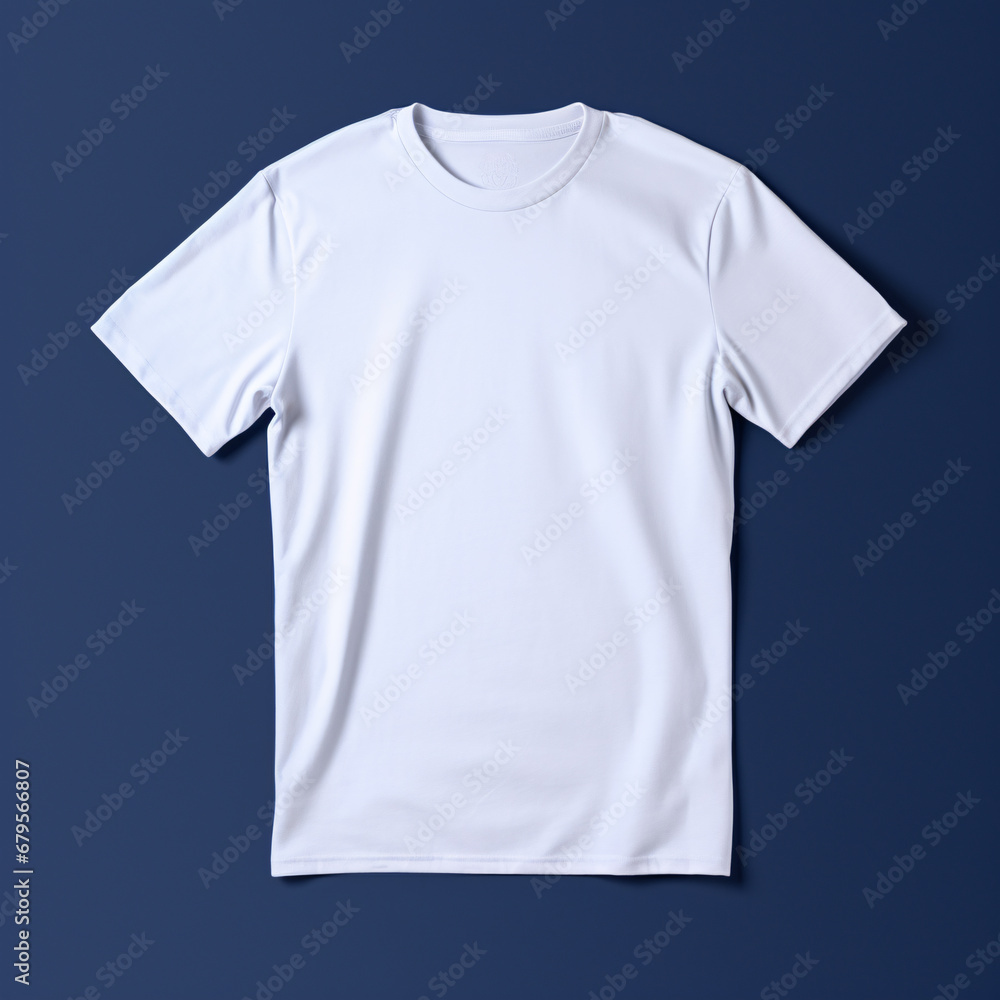 White T-shirt Mockup, Front view, Navy Blue background, Template for graphic design White T-shirt Mockup, Front view, Navy Blue background, Template for graphic design